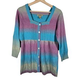 Art and Soul Rainbow Hippie Cardigan Sweater Womens Medium Retro New